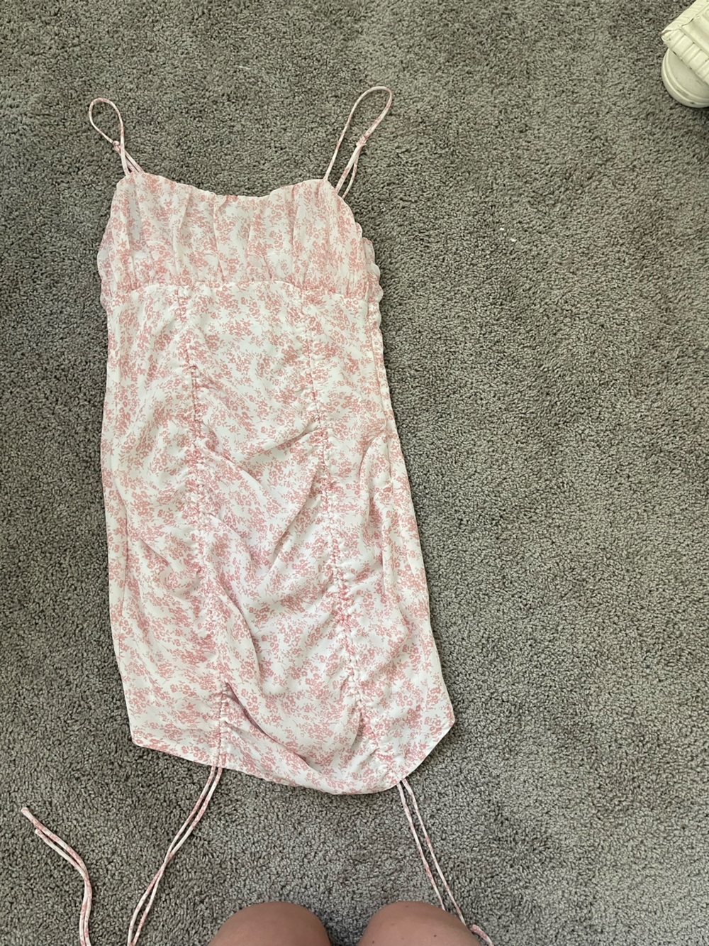 Princess Polly White Dress with Light Pink Floral Trim